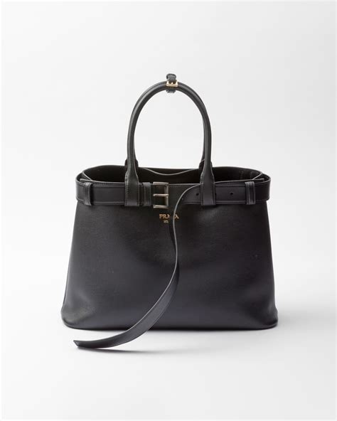 prada black leather buckles hidden zipper|Black Prada Buckle Large Leather Bag With Appliqués .